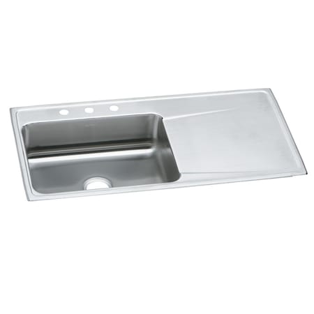 Lustertone Stainless Steel 43 X 22 X 7-5/8 Single Bowl Top Mount Sink With Drainboard